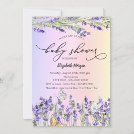 Invitación Lavander Butterfly Baby Shower
