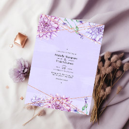 Invitación Lavander y Rosa Boda Geométrico Floral Gold