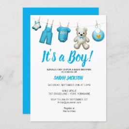 Invitación Lavandería azul moderna Es un niño Baby Shower
