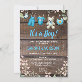 Invitación Lavandería Rustic Wood Floral Es un niño Baby Show