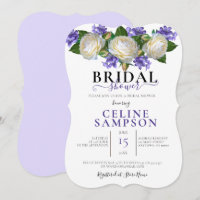 Lavendar y ducha de novia floral blanca