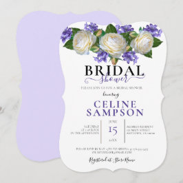 Invitación Lavendar y ducha de novia floral blanca