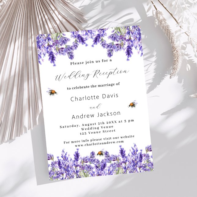 Invitación Lavender acuarela bienvenida de boda floral (Subido por el creador)