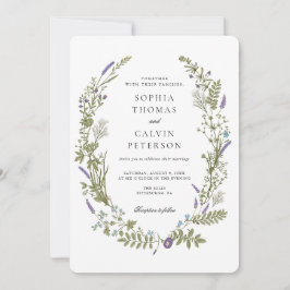 Invitación Lavender and Baby Breath Wildflower Wreath Boda