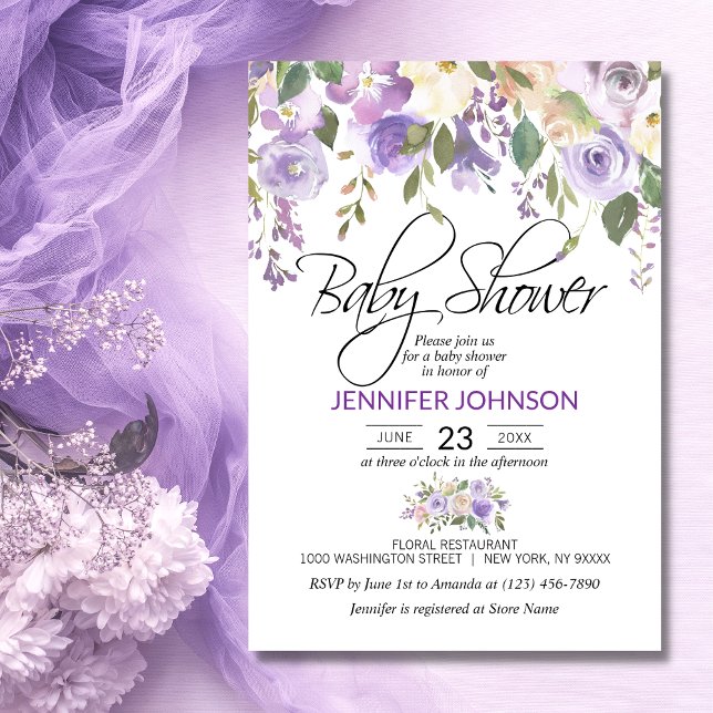Invitación Lavender Baby Shower violeta violeta morada (Subido por el creador)
