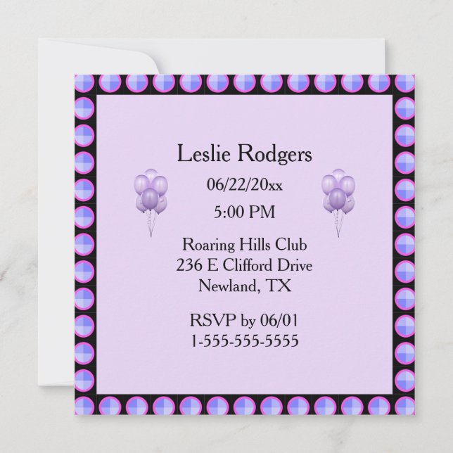 Invitación Lavender Bachelorette (Reverso)