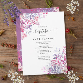 Invitación Lavender Bautismo Floral Christening