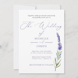 Invitación Lavender Bliss Elegante Boda acuático