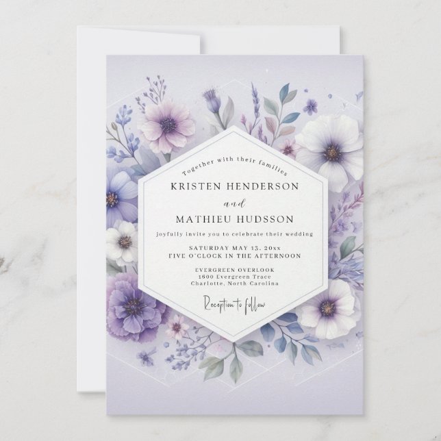 Invitación Lavender Bloom Meadow Wedding (Anverso)