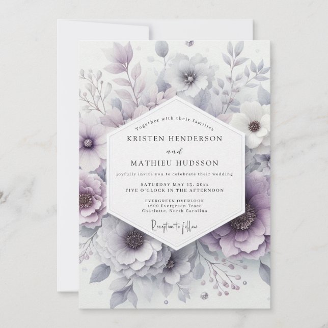 Invitación Lavender Blossom Romance Wedding (Anverso)