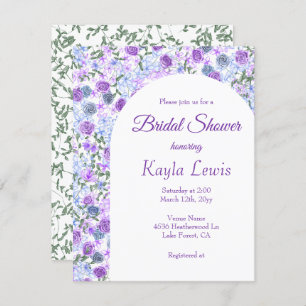 Invitación Lavender Blue Spring Garden Rosas Brillantes