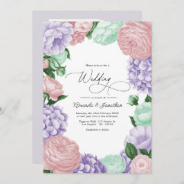 Invitación Lavender, Blush & Mint Floral Wedding