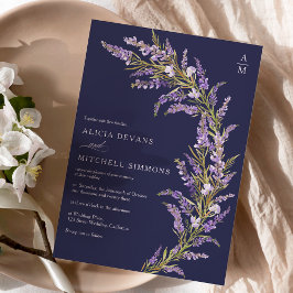 Invitación Lavender boda de acuarela floral otoño