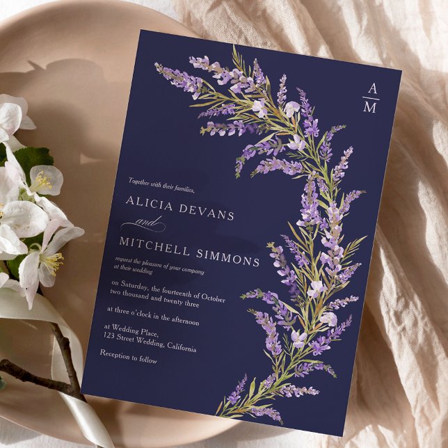 Invitación Lavender boda de acuarela floral otoño (Subido por el creador)