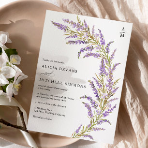 Invitación Lavender boda de acuarela floral otoño