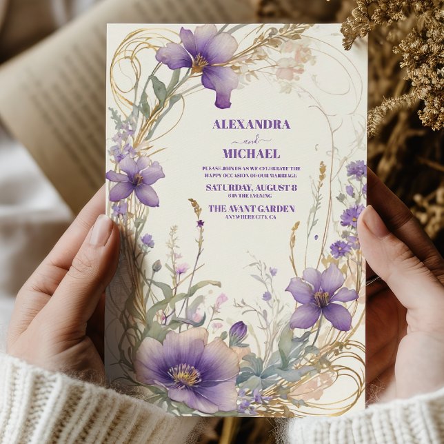 Invitación Lavender boda de acuarela floral otoño (Subido por el creador)