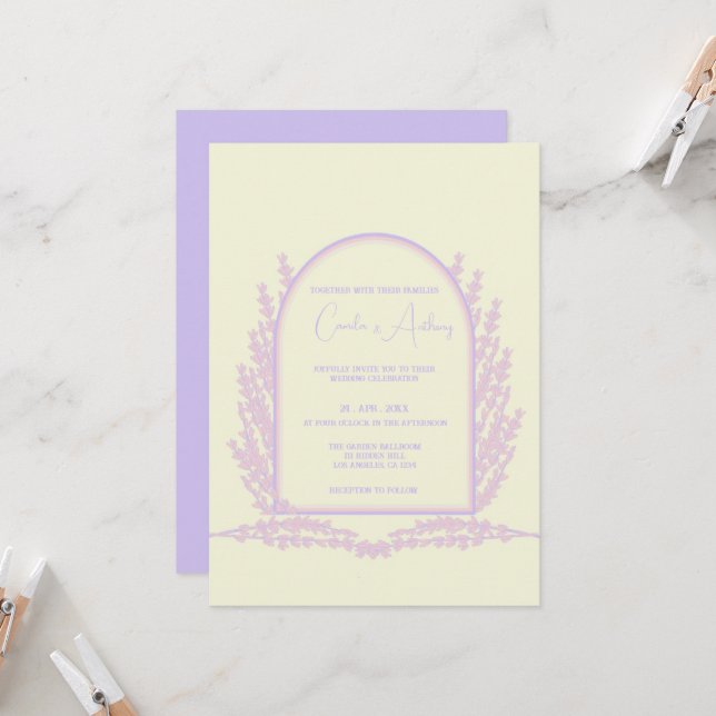 Invitación Lavender Boda de Boho bórico beige rosado (Anverso/Reverso In Situ)