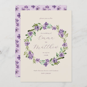 Invitación Lavender Boda de guirnaldas botánicas moradas