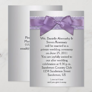 Invitación Lavender Boda de la cinta de la banda de la plata 