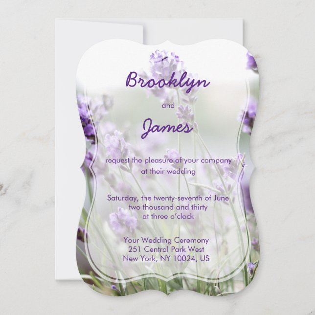 Invitación Lavender Bohemian Wedding Invitation Bracket (Anverso)