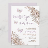 Lavender Boho Floral Butterfly besa Baby Shower