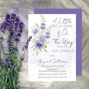 Invitación Lavender Boho Un Pequeño Bebé De Flor Silvestre Es
