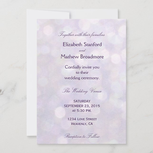 Invitación Lavender Bokeh | Colección de Bodas (Anverso)