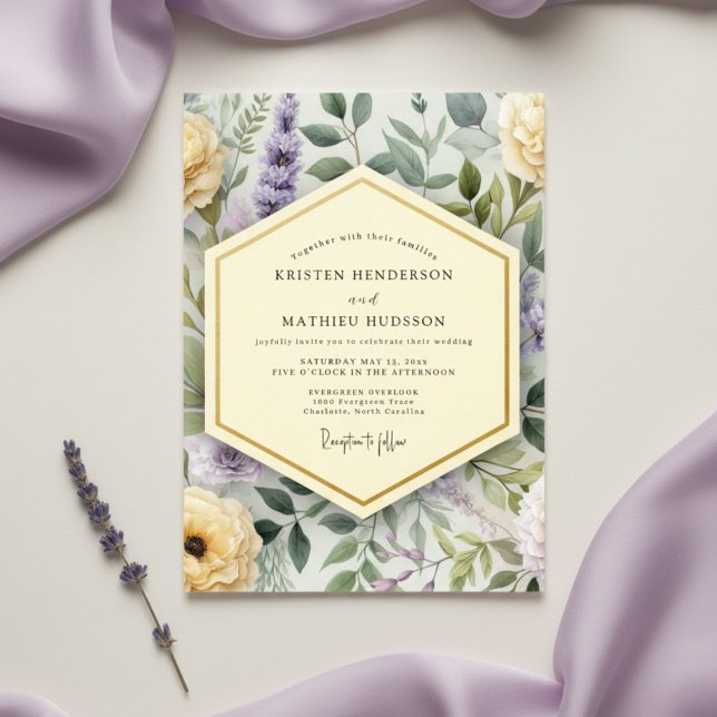 Invitación Lavender Botanical Bloom Wedding (Subido por el creador)