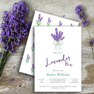 Invitación Lavender Bow Purple Baby Shower