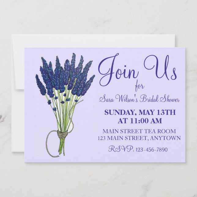 Invitación Lavender Bunch Garden Fiesta Boda ducha de novia (Anverso)