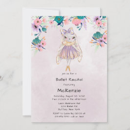 Invitación Lavender Bunny Rabbit Ballerina Ballet Recital