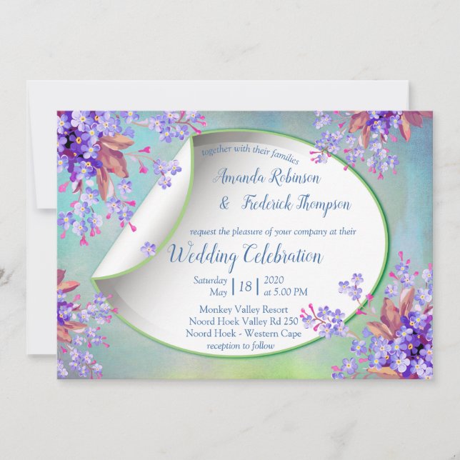 Invitación Lavender Burgundy Boda (Anverso)