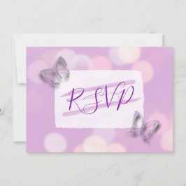 Invitación Lavender Butterflies Wedding RSVP