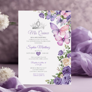 Invitación Lavender Butterfly Purple Quinceanera Cumpleaños
