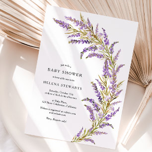 Invitación Lavender Caída acuática floral ducha de bebé