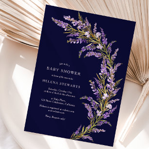 Invitación Lavender Caída acuática floral ducha de bebé
