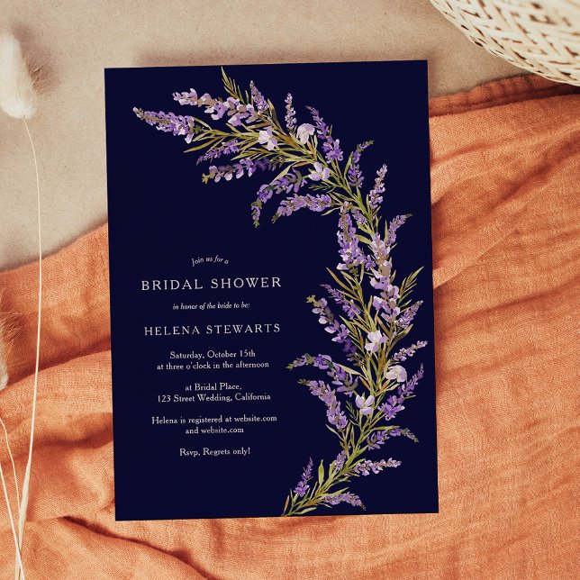 Invitación Lavender Caída agua floral ducha de novia (Lavender Fall floral watercolor bridal shower Invitation)