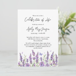 Invitación Lavender Celebration of Life Funeral Invitation