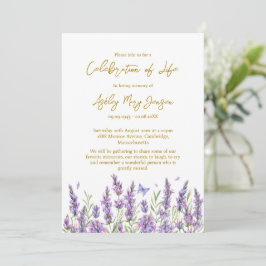 Invitación Lavender Celebration of Life Funeral Invitation