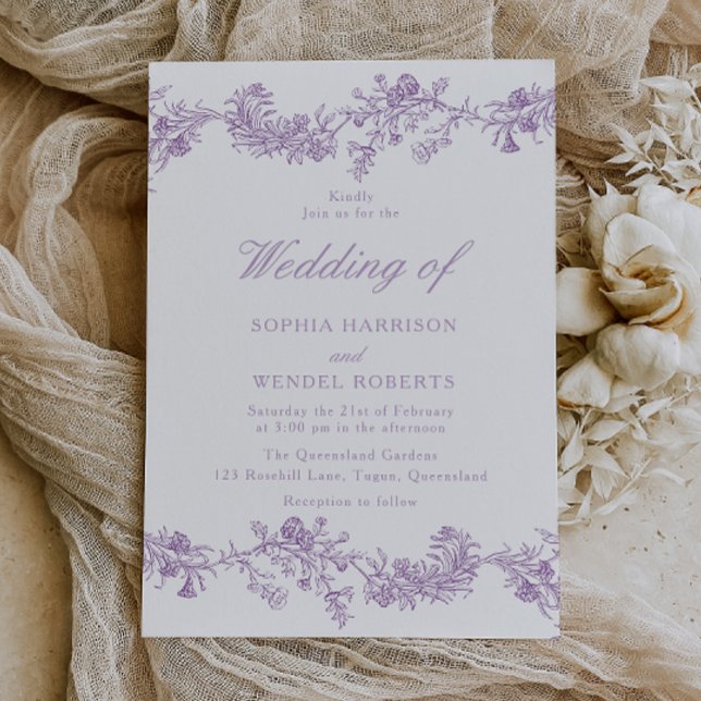 Invitación Lavender Chinoiserie Purple Elegant Wedding (Subido por el creador)