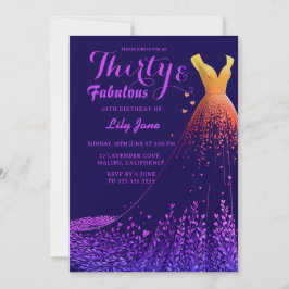 Invitación Lavender Cove Luxury Gown 30th Birthday Invitation