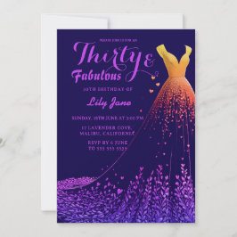Invitación Lavender Cove Luxury Gown 30th Birthday Invitation