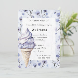 Invitación Lavender Crema de Hielo Púrpura Cones Cumpleaños F