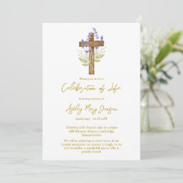 Invitación Lavender Cross Celebration of Life Funeral