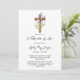 Invitación Lavender Cross Celebration of Life Funeral
