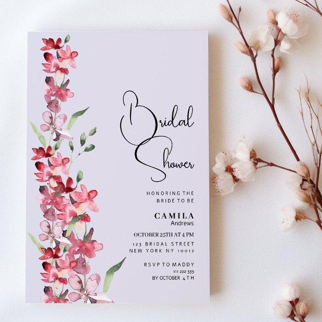 Invitación Lavender de menta burgundy rosa floral Bridal Show (Lavender pink burgundy mint floral Bridal Shower )