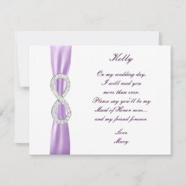 Invitación Lavender Diamond Infinity Maid Of Honor Card