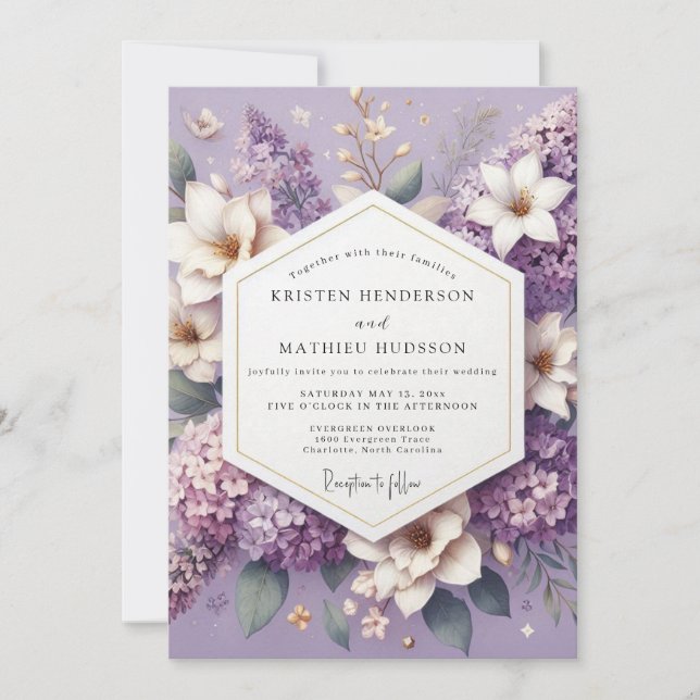Invitación Lavender Dreamy Blossom Wedding (Anverso)
