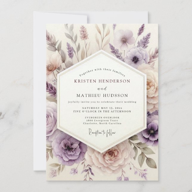Invitación Lavender Dreamy Floral Wedding (Anverso)