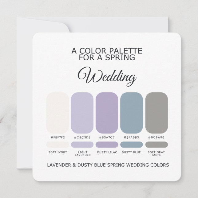 Invitación Lavender & Dusty Blue Spring Wedding Palette Card (Anverso)